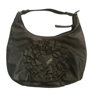 • XOXO Vintage Faux Leather Ruffle Heart Hobo Bag •
